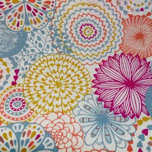 Pink Flowers & Leaves Floral Mandala Fabric Curtain Material for Dress Decor Curtain Upholstery - 54" wide