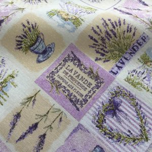 French Lavender Print Cotton Fabric Floral Curtains Upholstery - 280cm EXTRA WIDE