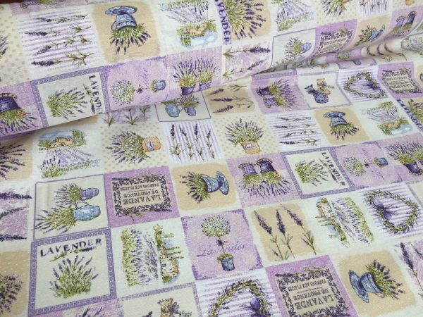 French Lavender Print Cotton Fabric Lilac Floral Curtains Upholstery - 140cm Wide