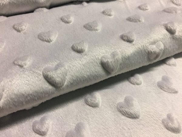 HEART Supersoft Dimple Fleece Fabric Plush Cuddle Soft - 160cm (63 inches) wide - SILVER GREY