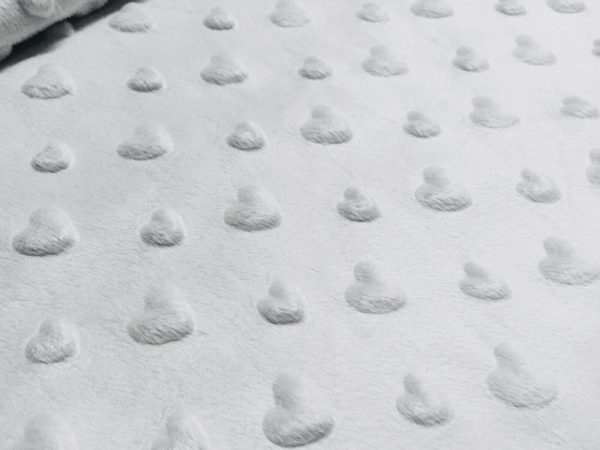 HEART Supersoft Dimple Fleece Fabric Plush Cuddle Soft - 160cm (63 inches) wide - WHITE Hearts