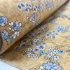 Japanese Sakura Blossom Cherry Floral Twill Curtain Fabric Oriental Furnishing Material - 55'' wide textile - Mustard, Blue