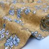 Japanese Sakura Blossom Cherry Floral Twill Curtain Fabric Oriental Furnishing Material - 55'' wide textile - Mustard, Blue