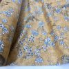 Japanese Sakura Blossom Cherry Floral Twill Curtain Fabric Oriental Furnishing Material - 55'' wide textile - Mustard, Blue