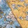 Japanese Sakura Blossom Cherry Floral Twill Curtain Fabric Oriental Furnishing Material - 55'' wide textile - Mustard, Blue