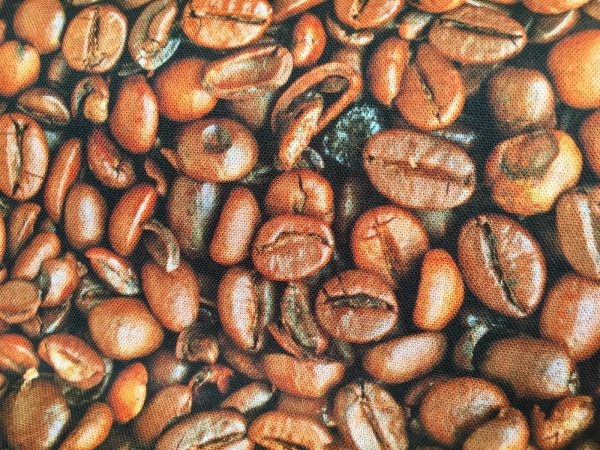 COFFEE BEANS Bean Cafe Cotton Fabric - Curtain Upholstery Craft material - 110''/ 280 cm Extra wide - BROWN