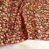 COFFEE BEANS Bean Cafe Cotton Fabric - Curtain Upholstery Craft material - 110''/ 280 cm Extra wide - BROWN