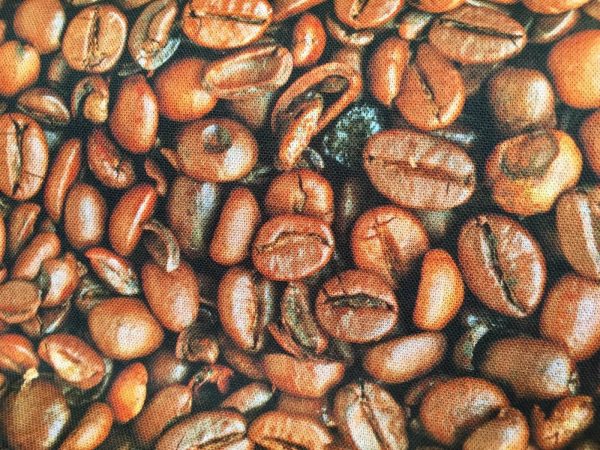 COFFEE BEANS Bean Cafe Cotton Fabric - Curtain Upholstery Craft material - 140cm wide - BROWN