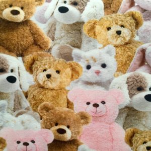 Sweet TEDDY BEAR Fabric plush toys cats bears dogs - Stretch Cotton Jersey Material for kids - 160cm wide Pink