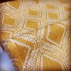 Art Deco Damask Rhombus Diamond Print Fabric Floral Cotton Material for Curtains Upholstery Home Decor - 140cm wide - Ocre Mustard Cream