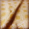 Art Deco Damask Rhombus Diamond Print Fabric Floral Cotton Material for Curtains Upholstery Home Decor - 140cm wide - Ocre Mustard Cream