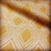 Art Deco Damask Rhombus Diamond Print Fabric Floral Cotton Material for Curtains Upholstery Home Decor - 140cm wide - Ocre Mustard Cream
