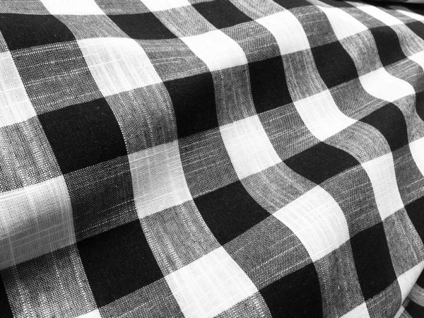 Gingham Linen Checked Linen Fabric Plaid Material Buffalo Check Cotton Yarn -140cm wide- Black, Royal Blue, Duck Blue, Red