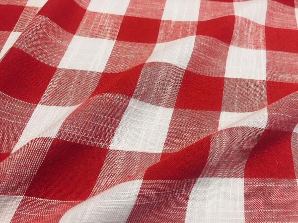Gingham Linen Checked Linen Fabric Plaid Material Buffalo Check Cotton Yarn -140cm wide- Black, Royal Blue, Duck Blue, Red