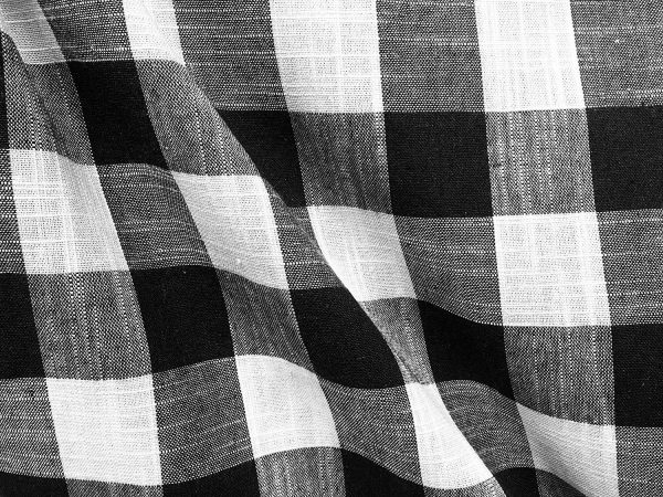 Gingham Linen Checked Linen Fabric Plaid Material Buffalo Check Cotton Yarn -140cm wide- Black & White