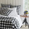 Gingham Linen Checked Linen Fabric Plaid Material Buffalo Check Cotton Yarn -140cm wide- Black & White