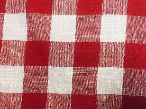 Gingham Linen Checked Linen Fabric Plaid Material Buffalo Check Cotton Yarn -140cm wide- Red & White