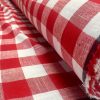 Gingham Linen Checked Linen Fabric Plaid Material Buffalo Check Cotton Yarn -140cm wide- Red & White