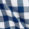 Gingham Linen Checked Linen Fabric Plaid Material Buffalo Check Cotton Yarn -140cm wide- Royal Blue & White