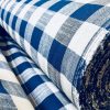 Gingham Linen Checked Linen Fabric Plaid Material Buffalo Check Cotton Yarn -140cm wide- Royal Blue & White