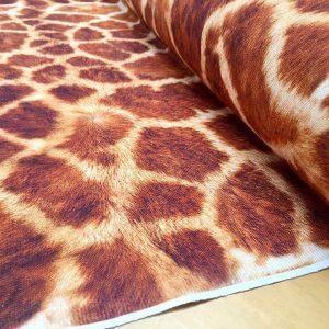 Giraffe Fabric Digital Animal Print Cotton Material - curtains, decor, dress, furnishing - Brown, Bronze & Cream Squares -55''/140cm wide