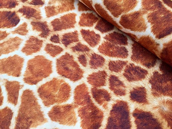 Giraffe Fabric Digital Animal Print Cotton Material - curtains, decor, dress, furnishing - Brown, Bronze & Cream Squares -55''/140cm wide