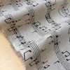 Small Musical Notes Cotton Fabric Music Note Print Material - Home Decor Curtains Upholstery - 140cm (55") wide - Black & Cream Canvas