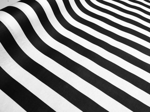 Teflon Waterproof Outdoor Fabric for cushion, gazebo, beach - 140cm wide, sold by metre - BLACK & White Stripe Material Stripes