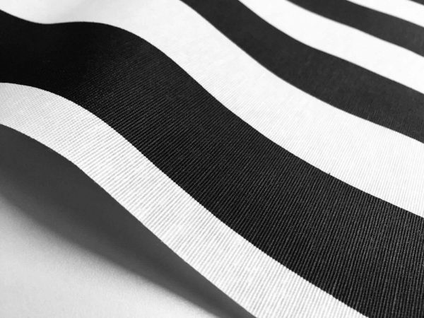 Teflon Waterproof Outdoor Fabric for cushion, gazebo, beach - 140cm wide, sold by metre - BLACK & White Stripe Material Stripes