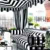 Teflon Waterproof Outdoor Fabric for cushion, gazebo, beach - 140cm wide, sold by metre-Blue,Red,Green,Yellow or Black&White Stripe Material