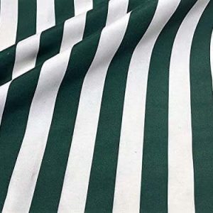 Teflon Waterproof Outdoor Fabric for cushion, gazebo, beach - 140cm wide, sold by metre - DARK GREEN & White Stripe Material Stripes