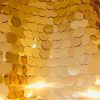 18mm Large Sequin Fabric Glitter Material, 2 way stretch - Backdrop, Dress Making, Home Decoration - 130cm wide - Sparkling GOLD Paillettes