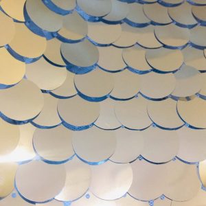 18mm Large Sequin Fabric Glitter Stretch Material - Backdrop, Dress Making, Home Decoration - 130cm wide - Sparkling SILVER Paillettes