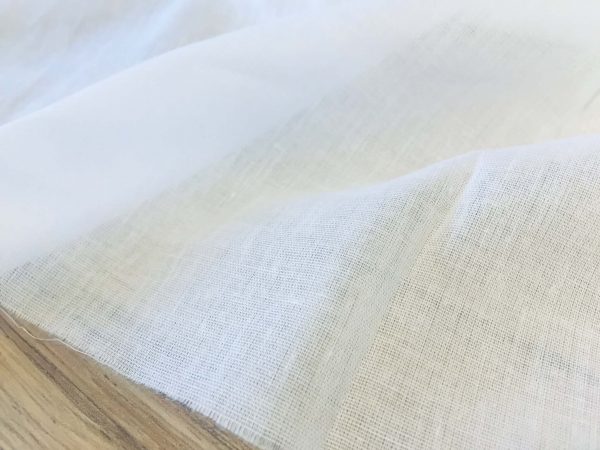 100% Cotton Gauze MUSLIN Fabric Voile Curtains Fine Cheese Cloth - Linen Look, Event Decoration, Wedding Textile - 245cm extra wide - WHITE