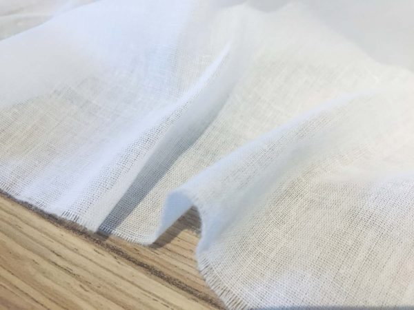 100% Cotton Gauze MUSLIN Fabric Voile Curtains Fine Cheese Cloth - Linen Look, Event Decoration, Wedding Textile - 245cm extra wide - WHITE