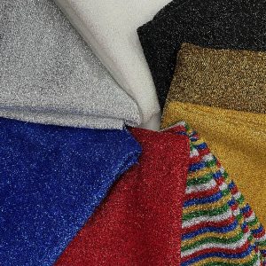 Mettalic Tinsel Lurex Fabric Material - Sparkling Striped Rasta Print Silver Gold Glitter - 150cm wide