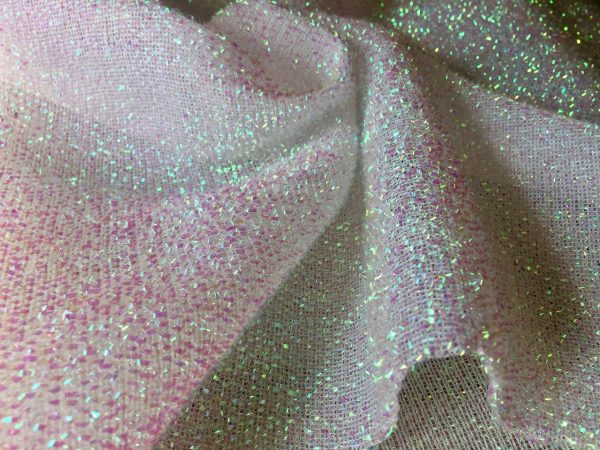 Lurex Metallic Tinsel Fabric Material Stretch - 59"/150cm Wide - Sparkling Metallic Shimmer Color - Iridescent Pink