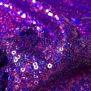 3mm Sequin Fabric material - Sparkling Glitter Hologram Sequins  - 47''/ 120cm wide - IRIDESCENT PURPLE Paillettes