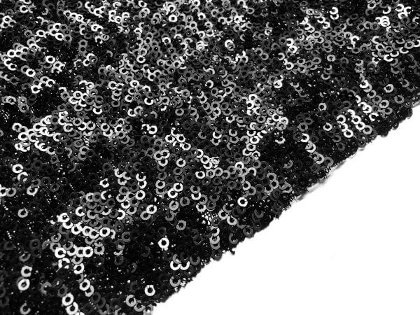 3mm Mini Sequin Fabric Material Glitter Paillettes Sequins, 1 way stretch -130cm wide - MATTE BLACK