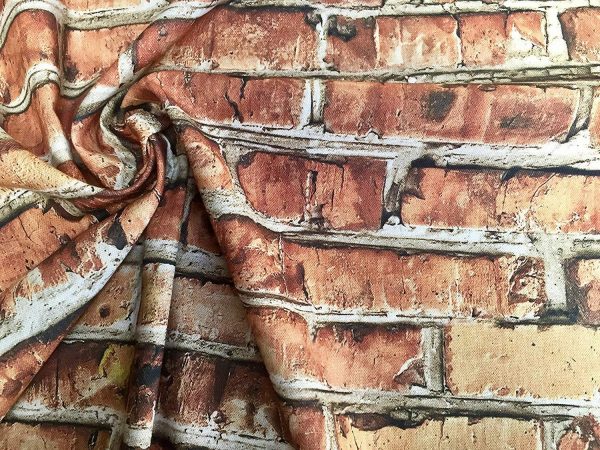 BRICK WALL Effect Cotton Fabric - Red Bricks Stone Wall Print Cloth Material - Harry Potter 9 3/4 Platform Backdrop - 280cm extra wide