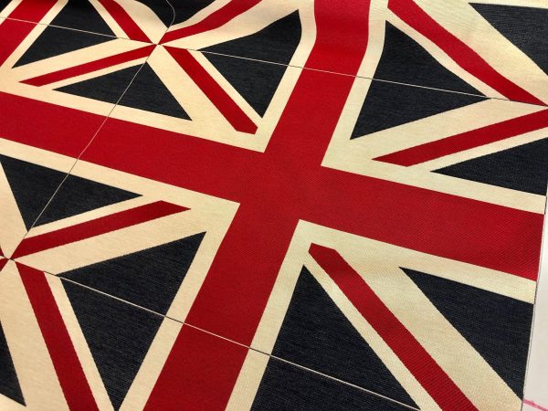 Union Jack Flag Retro Linen Look Heavy Jacquard Gobelin Upholstery Cotton Bag Cushion Panel Fabric UK Banner -70cm x 48cm