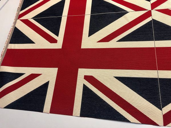 Union Jack Flag Retro Linen Look Heavy Jacquard Gobelin Upholstery Cotton Bag Cushion Panel Fabric UK Banner -70cm x 48cm