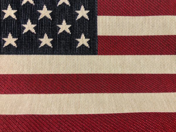 USA America Stars and Stripes Flag Retro Linen Look Heavy Jacquard Gobelin Upholstery Cotton Bag Cushion Panel Fabric - 23'' x 14''