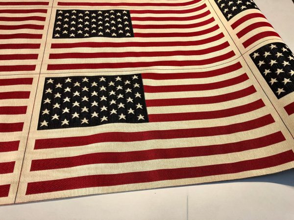 USA America Stars and Stripes Flag Retro Linen Look Heavy Jacquard Gobelin Upholstery Cotton Bag Cushion Panel Fabric - 23'' x 14''