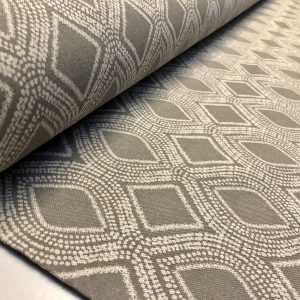 Art Deco Damask Rhombus Diamond Print Fabric Floral Cotton Material for Curtains Upholstery Home Decor - 140cm wide - Taupe Grey Cream