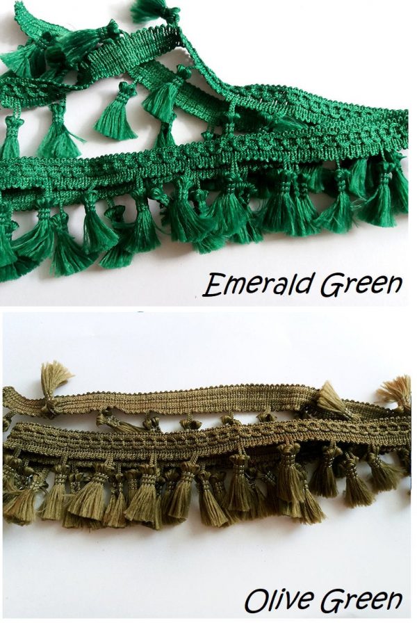 Fringe Tassel Trim Garland, Bobble Ribbon, Tape with Tassels for curtains fabric craft - 16 colours - any length - Image 2