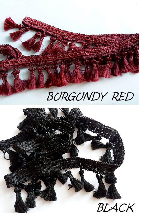 Fringe Tassel Trim Garland, Bobble Ribbon, Tape with Tassels for curtains fabric craft - 16 colours - any length - Image 6