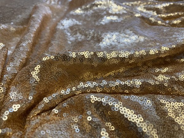 3mm Mini Sequins Fabric Stretch Material -130cm or 51" wide - Sparkling Paillettes - Matte Gold - Image 3
