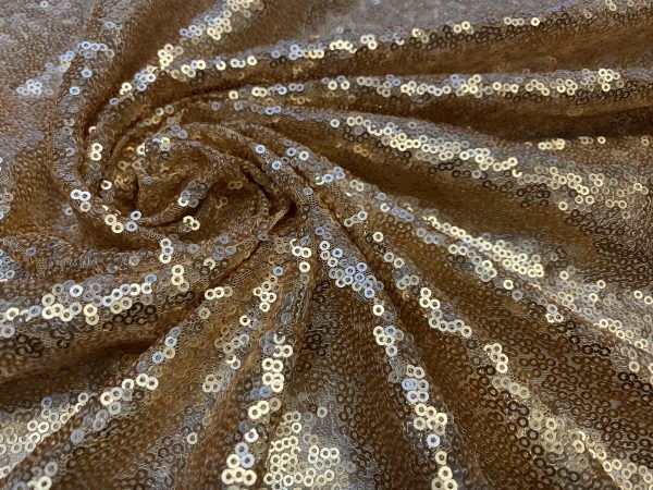 3mm Mini Sequins Fabric Stretch Material -130cm or 51" wide - Sparkling Paillettes - Matte Gold
