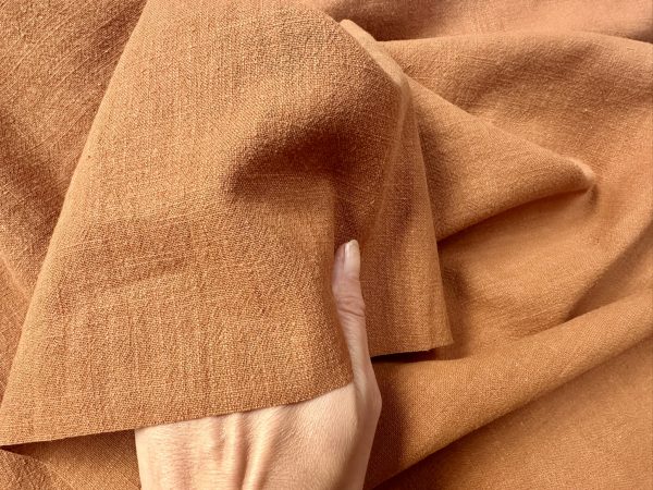 Terracotta Stone Washed Pure Plain Linen Fabric Material - 100% Linens Home Decor Bedding Clothes Curtains - 55" 140cm Wide